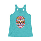 Women's Sugar Skull Tri-Blend Racerback Tank